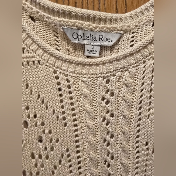 NWT Ophelia Roe Elegant Crochet Dress Beige Sleeveless Knit Maxi Dress Size S - Picture 12 of 13